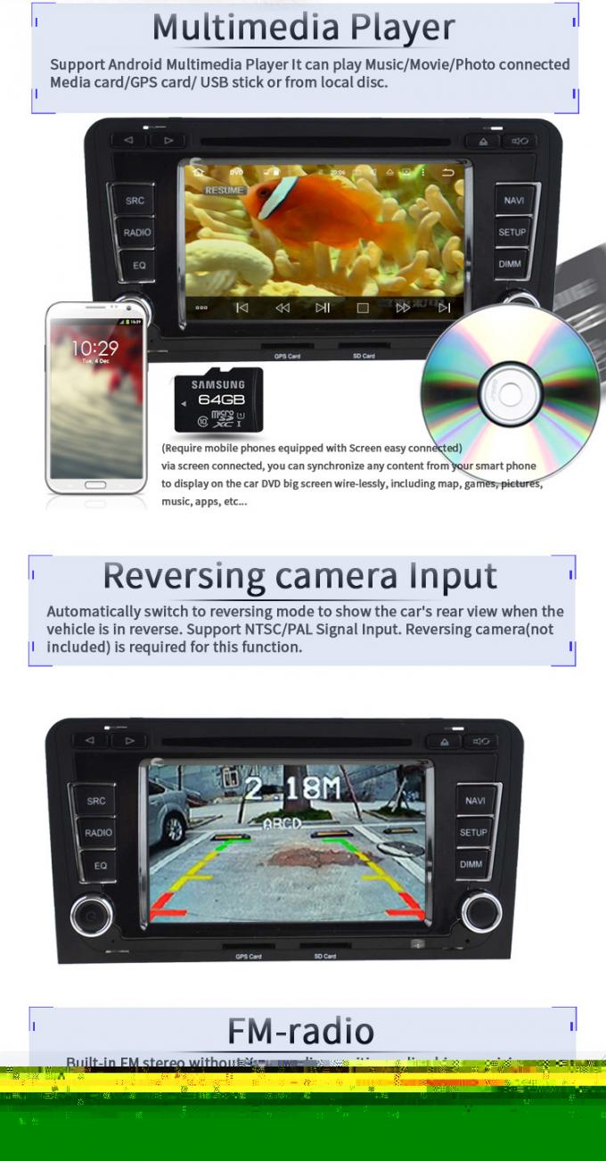 Lecteur DVD de voiture de généralistes Android Audi d'écran tactile avec Bluetooth Playstore