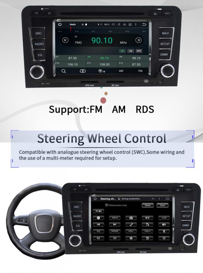 Lecteur DVD de voiture de généralistes Android Audi d'écran tactile avec Bluetooth Playstore