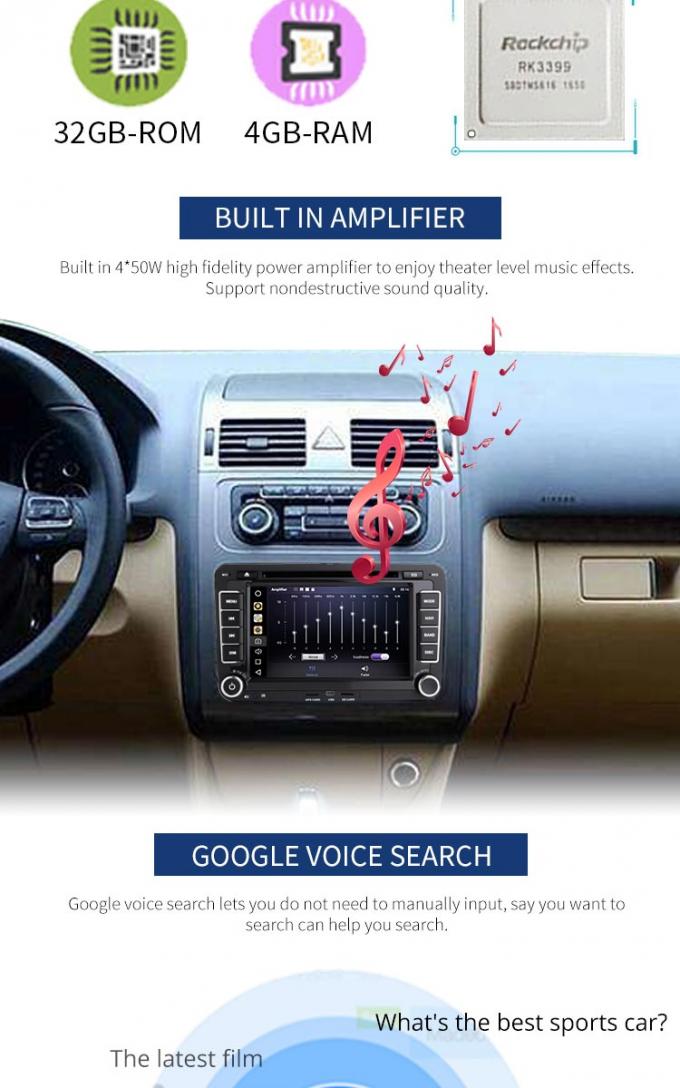 7 voiture d'Android 8,1 de lecteur DVD de Volkswagen d'écran tactile de pouce avec Wifi BT GPS AUX.