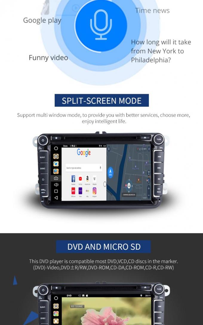 caméra automatique d'arrière de Camrea d'avant de lecteur DVD de Volkswagen Golf de vacarme de 4GB RAM Android double