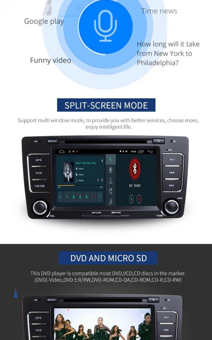 Lecteur DVD de VW de Skoda Octavia, lecteur DVD de véhicule avec la caméra d'arrière de BT Canbus