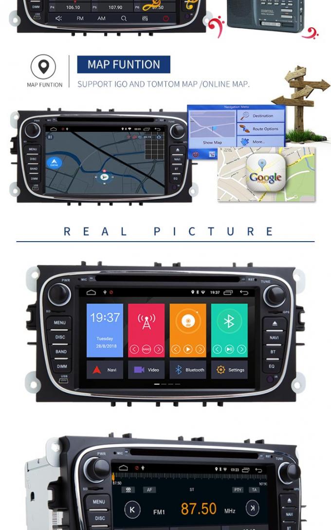 Lecteur DVD d'expédition d'Android 8,1 Ford avec le stéréo de radio de multimédia de navigation de GPS