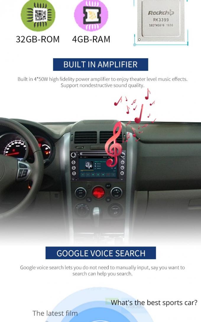 Lecteur DVD Bluetooth - noyau permis de voiture de SUZUKI de navigation de GPS de PX6 RK3399 Cortex-A72 huit