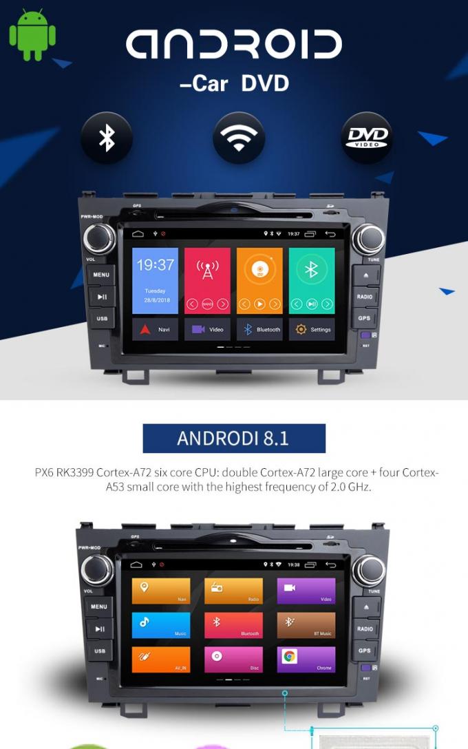 8 unité centrale de traitement de noyau de la radio PX6 huit du lecteur DVD AM FM de voiture de Honda d'écran tactile de pouce