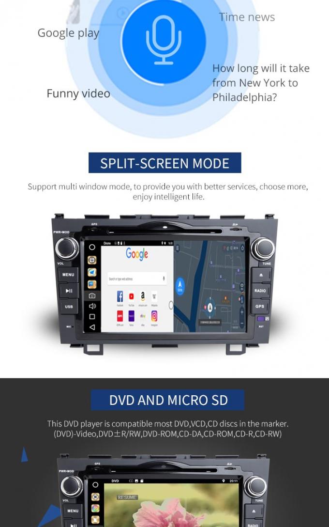 Lecteur DVD de voiture d'Android 8,1 Honda avec la caméra d'arrière de la LIMANDE TPMS de DVR