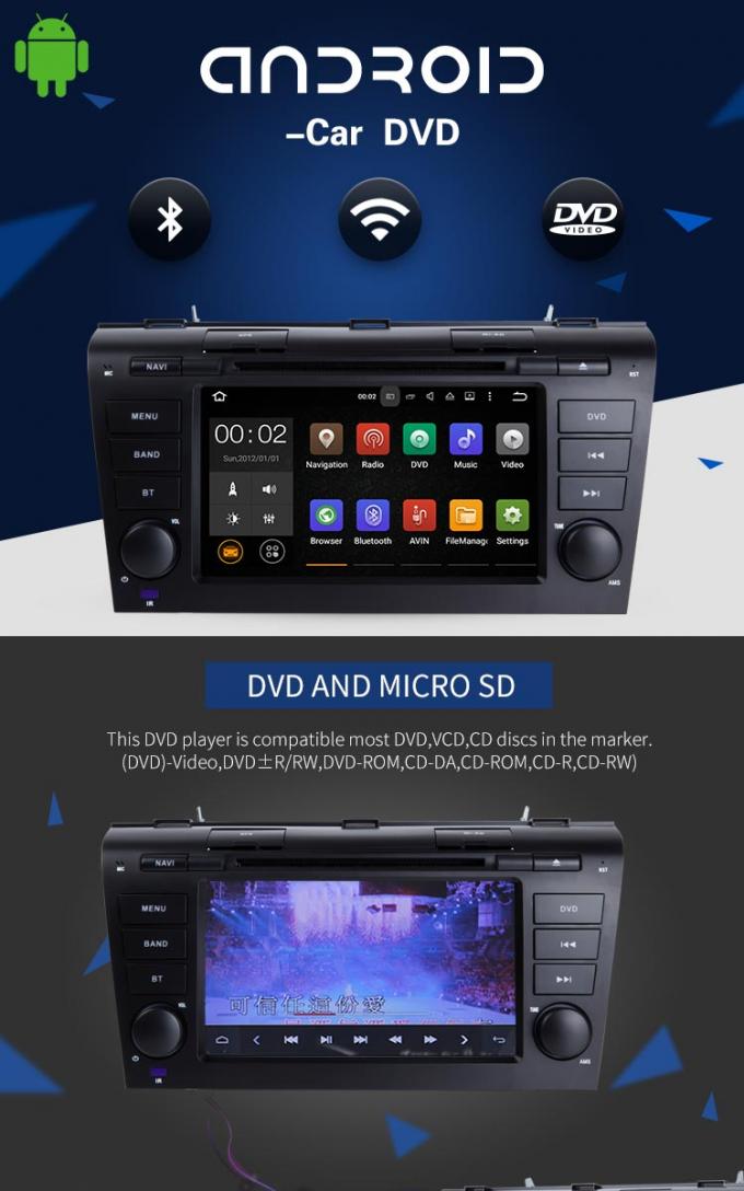 Radio stéréo de la voiture DVD PlayerBT d'Android de multimédia de voiture Android 7,1 pour MAZDA 3