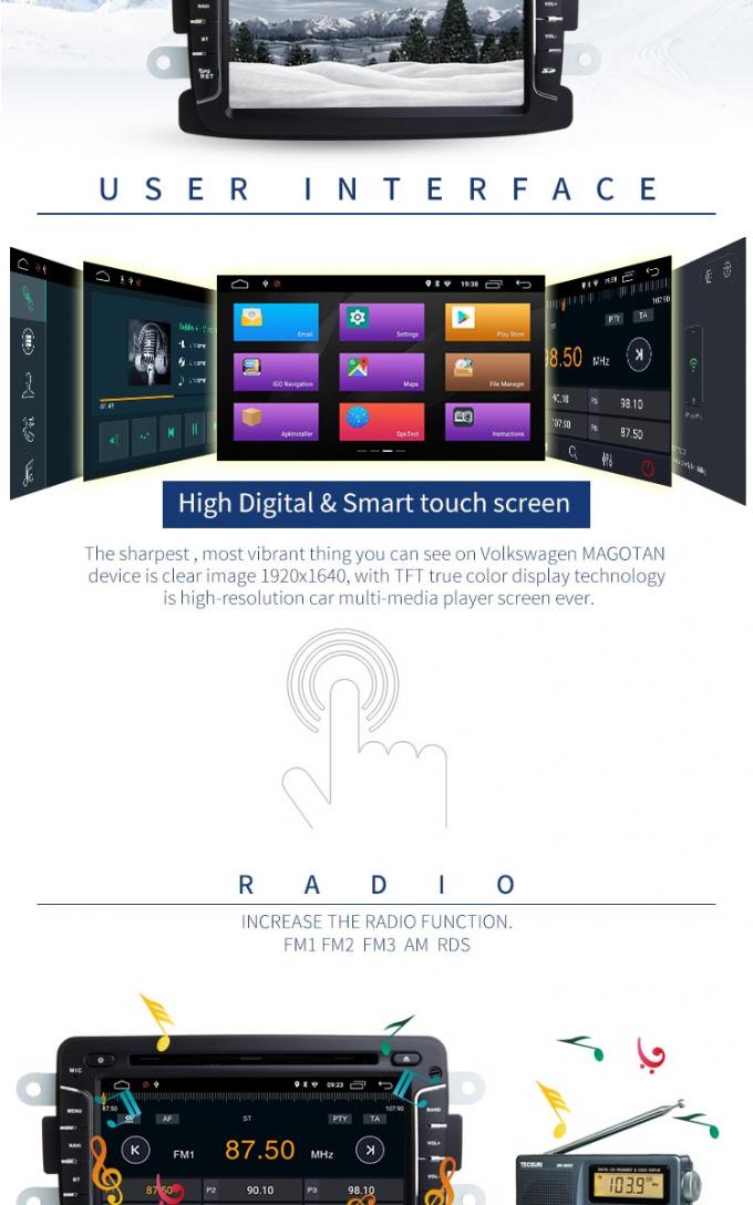Chiffon Android de Renault lecteur DVD de voiture de 7 pouces avec la radio visuelle WiFi AUX.