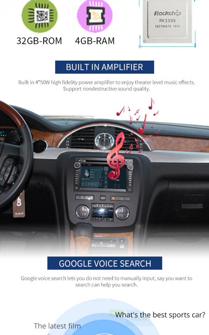 Stéréo de voiture de radio d'Android de navigation de GPS, lien de miroir équipé par lecteur DVD de vacarme de double de voiture de Buick