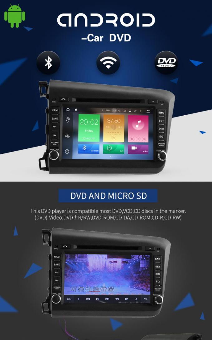 D'Android de secousse lecteur DVD de voiture avec des généralistes, lecteur DVD de la voiture 4*50W pour Honda Odyssey