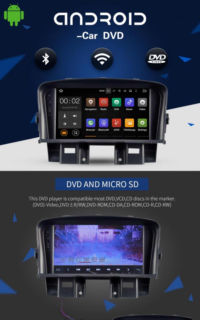 Lecteur DVD de voiture d'Android 7,1 Chevrolet avec le stéréo convenable d'OEM de boîte de GPS BT TV de moniteur