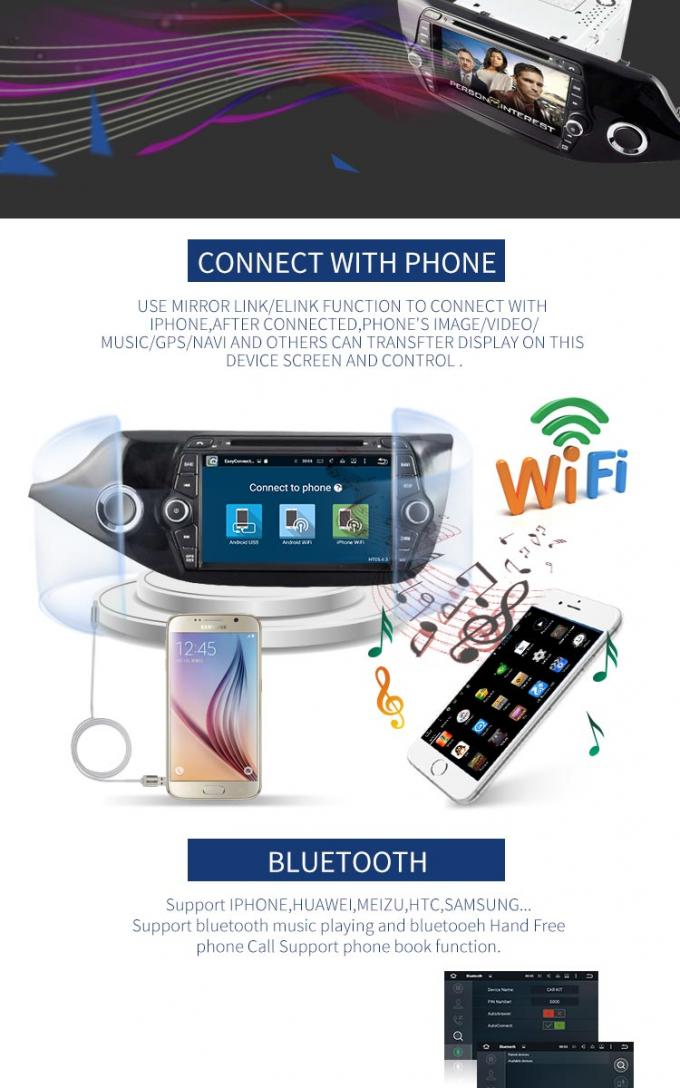 Stéréo de voiture de 7 pouces qui fonctionne avec Android, lecteur DVD de KIA CEED Bluetooth pour la voiture