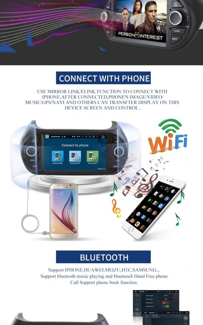 Joueur stéréo de la voiture DVD Android 7,1 pour la radio d'écart-type USB de Fiorion GPS