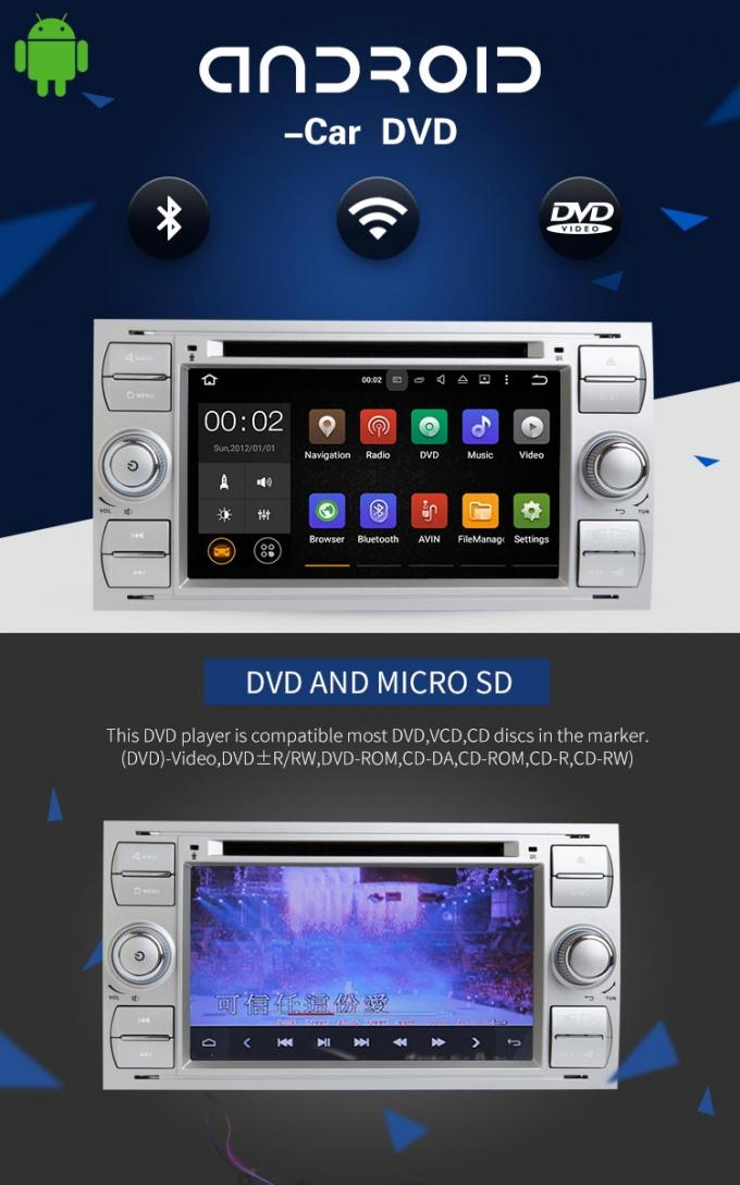 7 appui de lecteur DVD de voiture d'Android 7,1 Ford de pouce multi - langue et écran capacitif